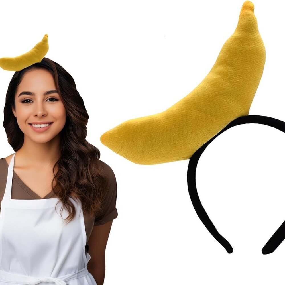 Funny Food Headband Banana Costume Accessory Unisex Party Hat for Adults